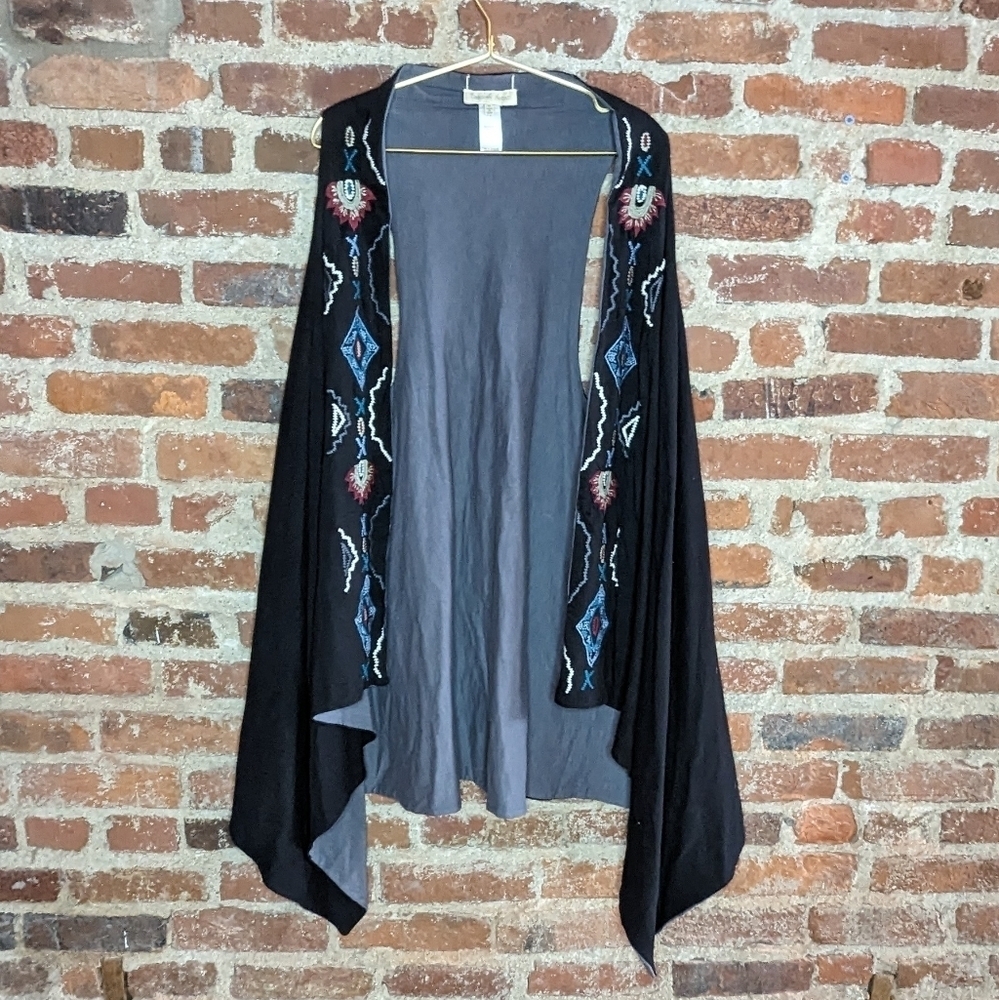 The Territory Ahead Medium Reversible‎ Black & Gray Embroidered Women's Vest